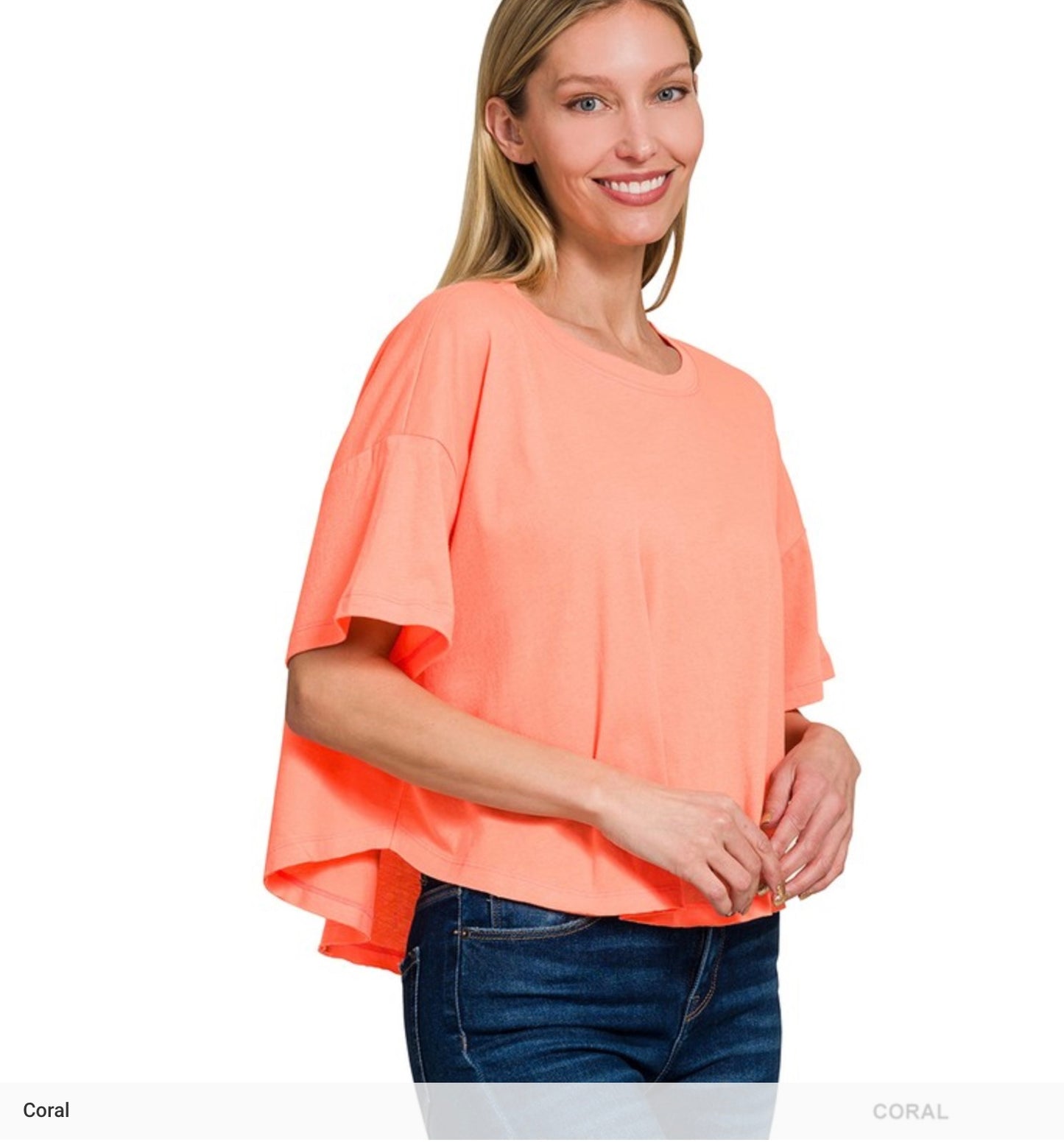Zenana Crop Short Sleeve top