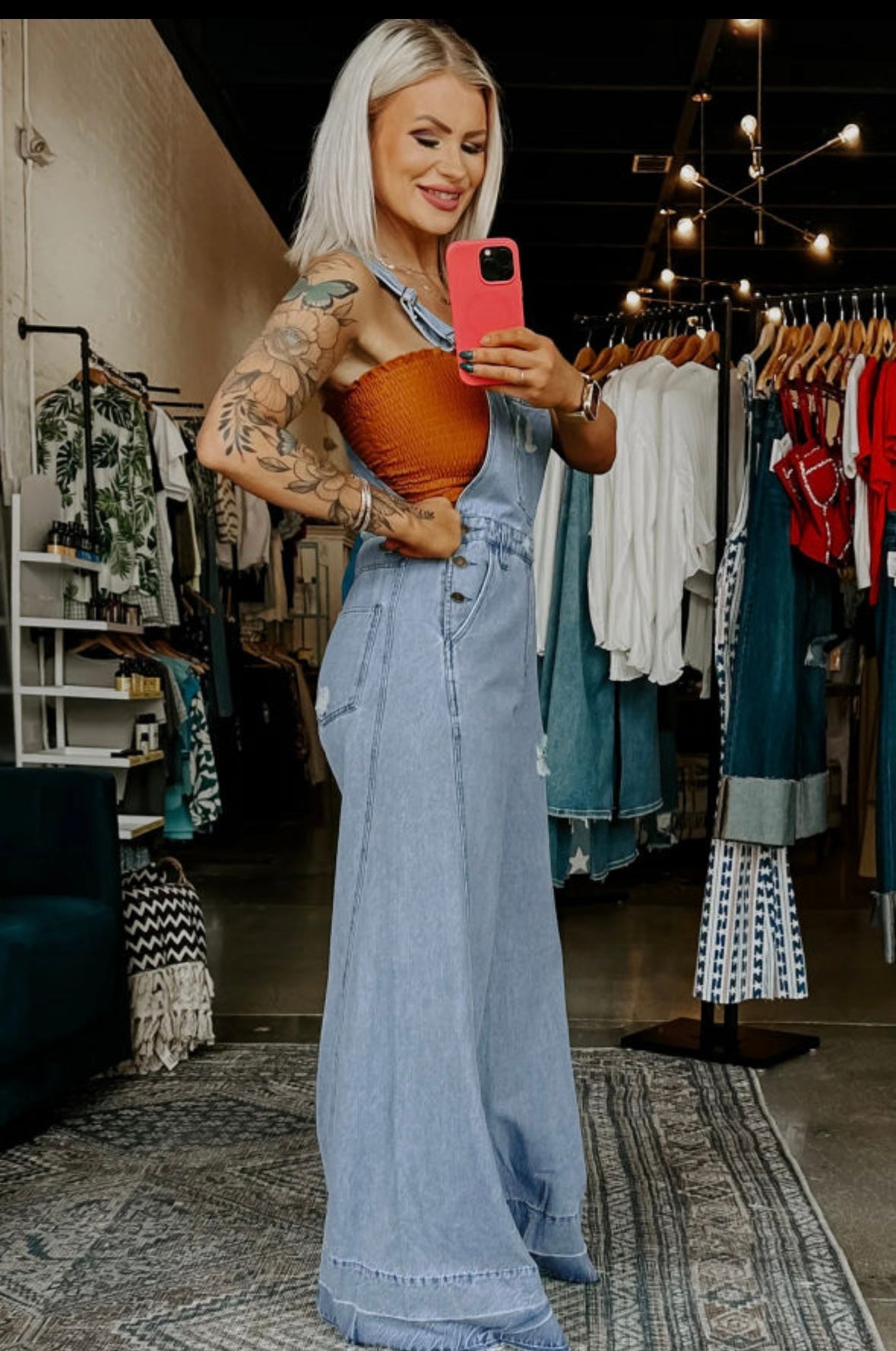 Wide leg Denim Overalls