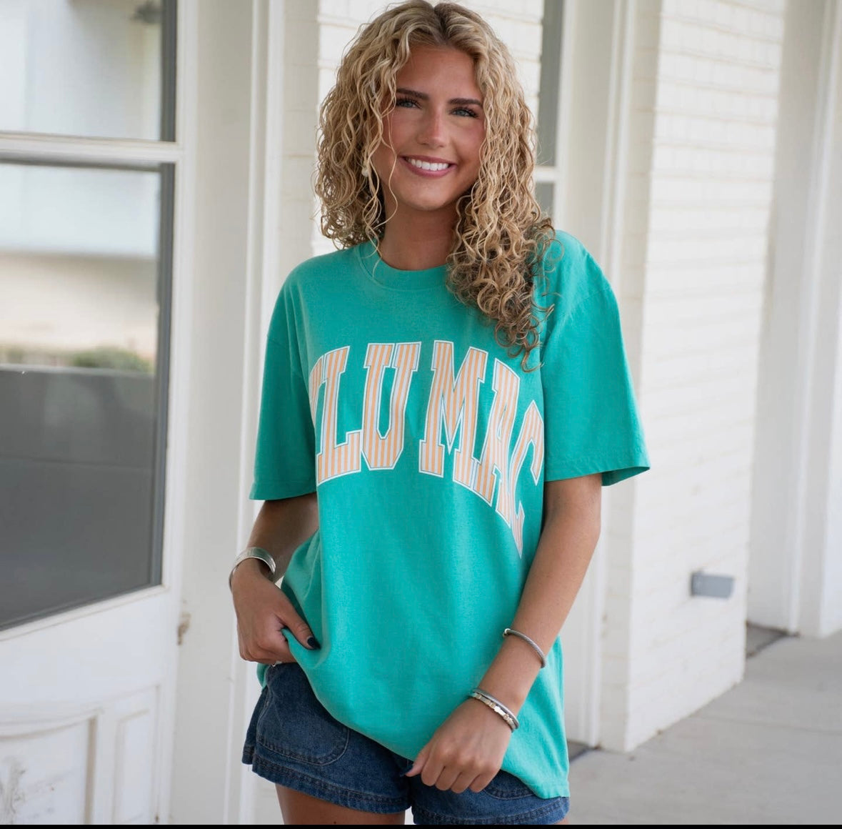 Green and Yellow Stripe Lulu Mac Tshirt