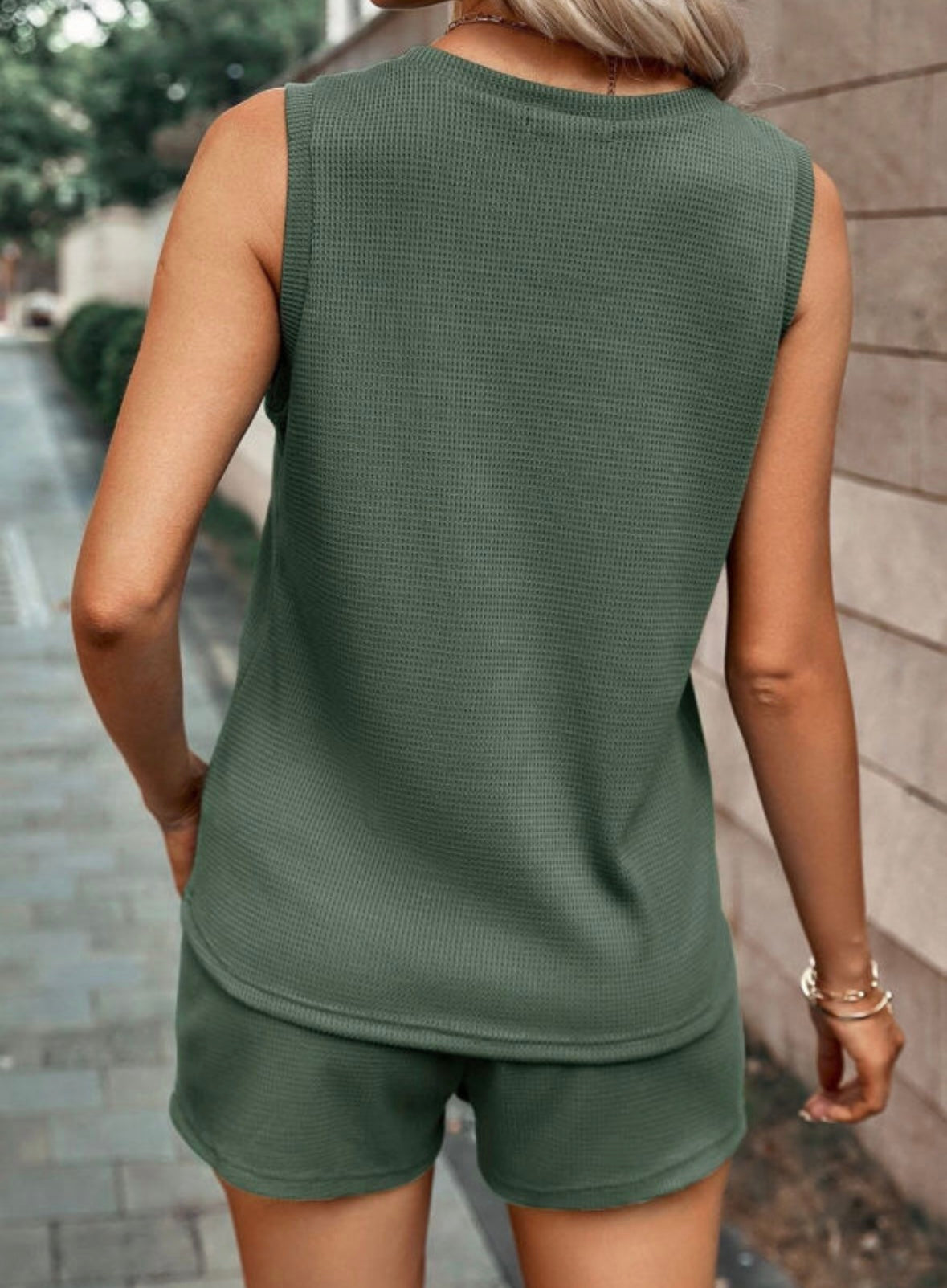 Mist Green Waffle Knit Set