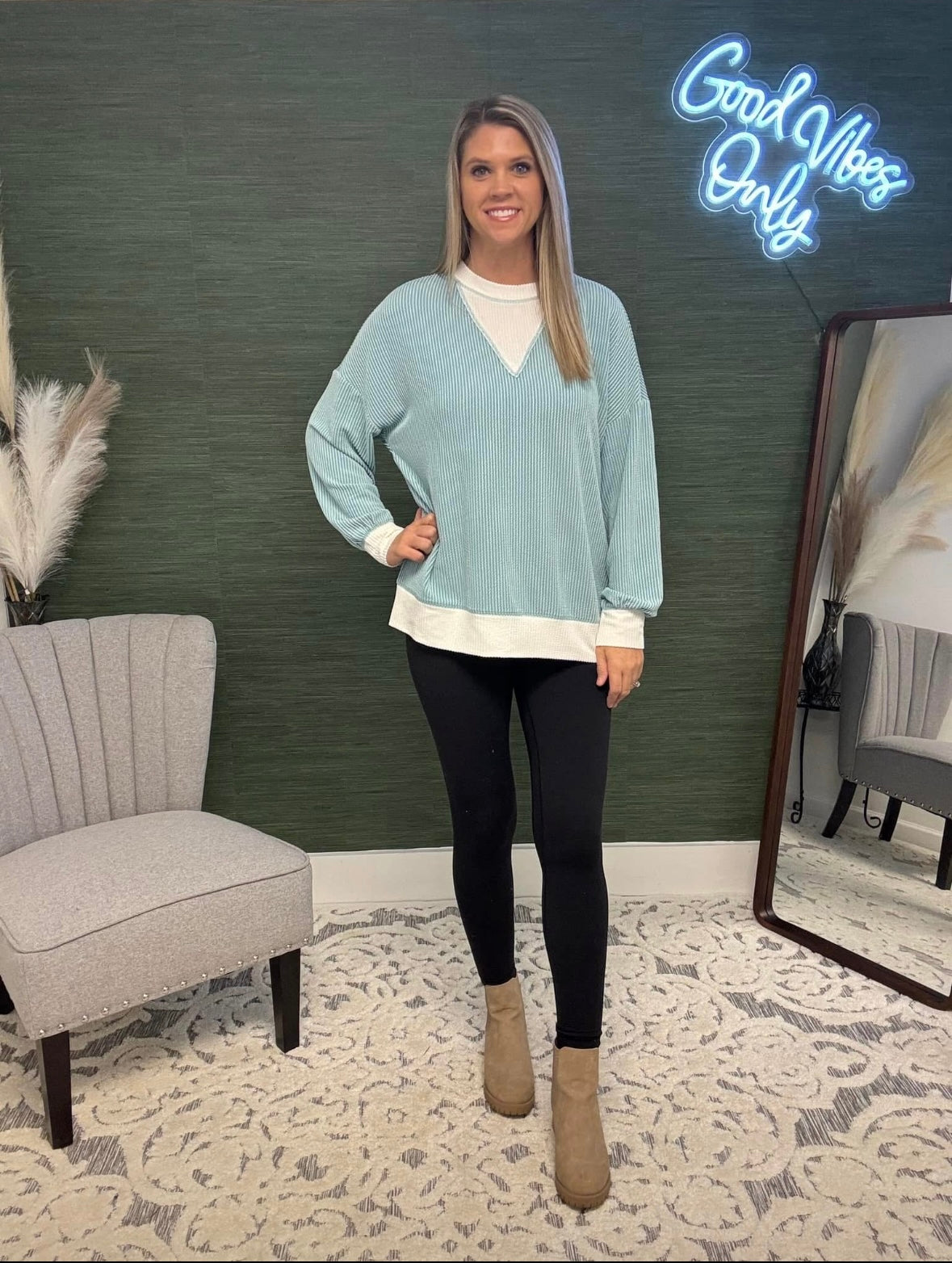 Teal Long Sleeve Top