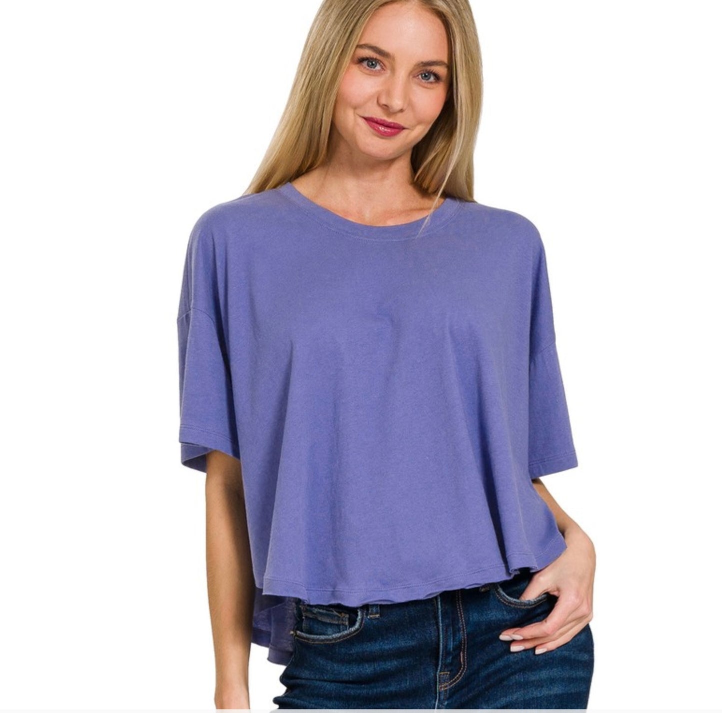 Zenana Crop Short Sleeve top