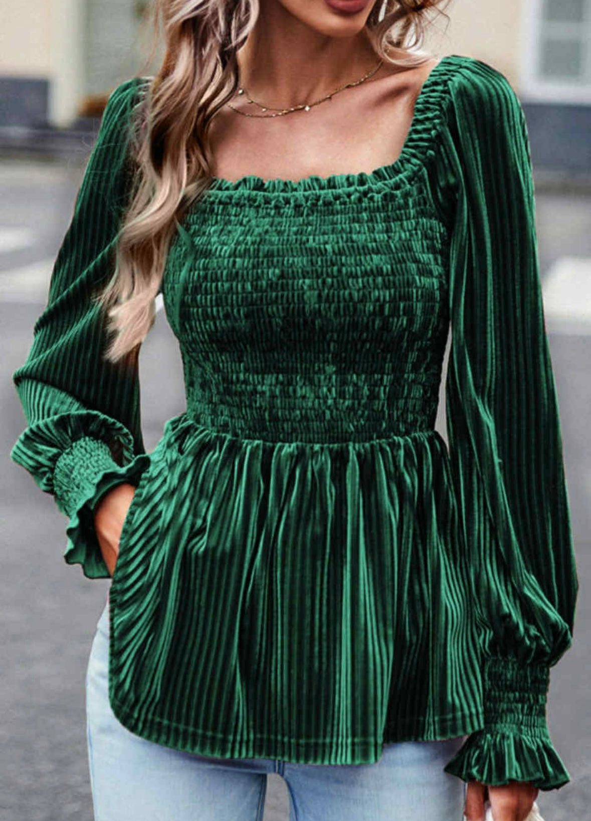 Green Velvet Long Sleeve