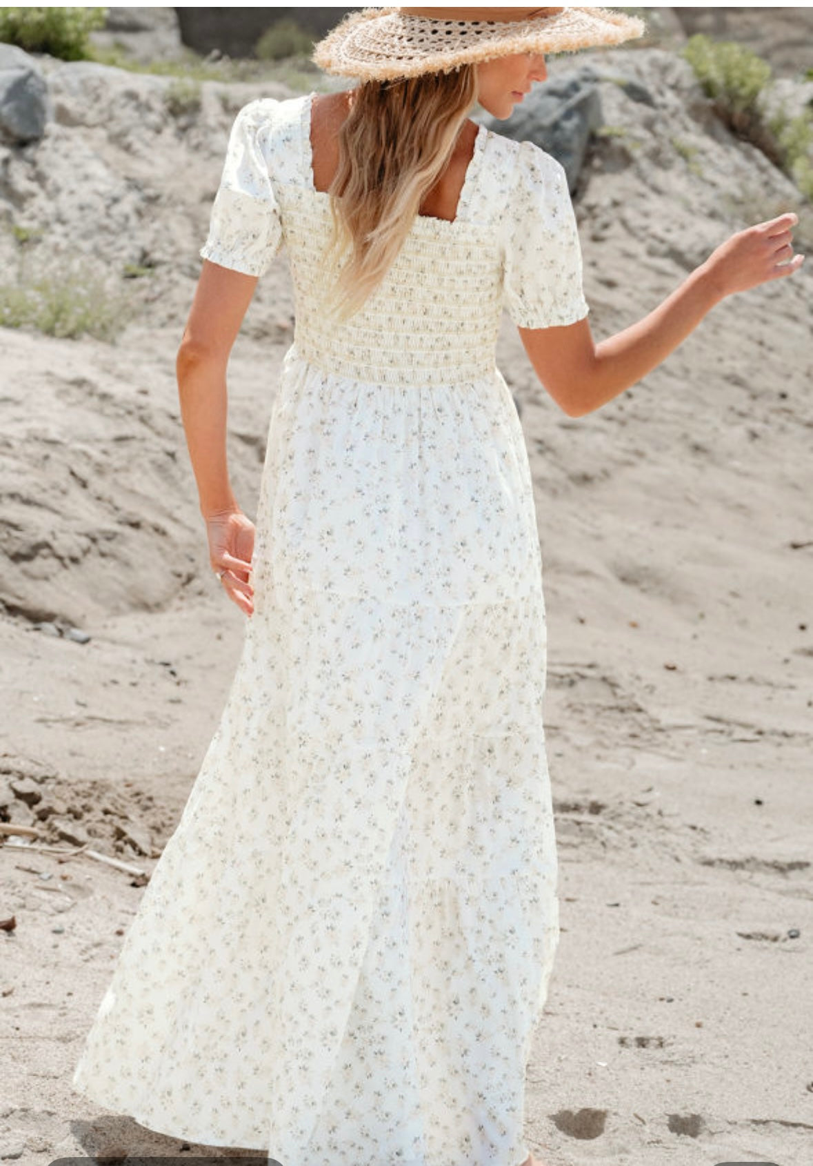 White/yellow Floral Maxi Dress