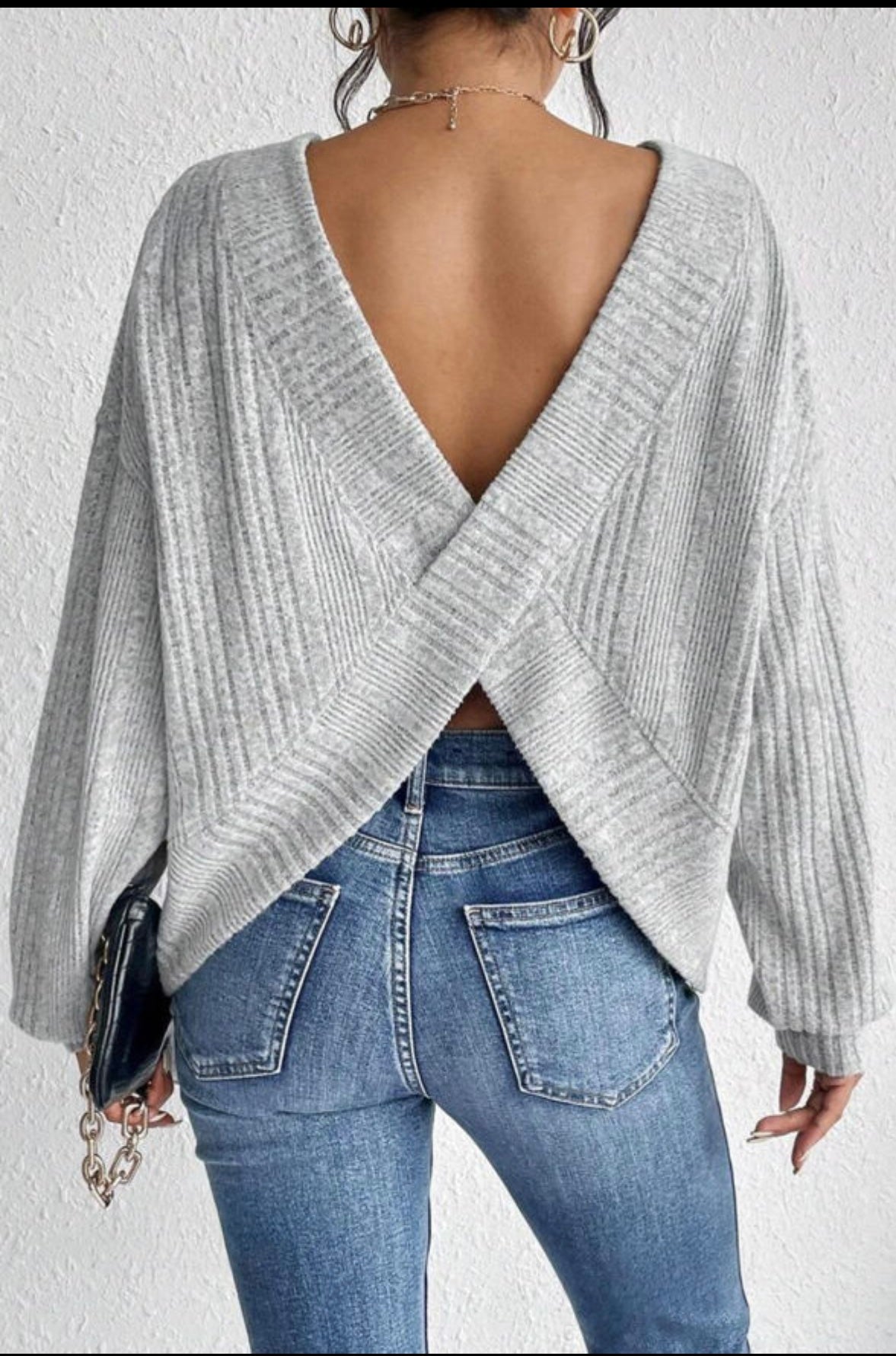 Gray cross back shirt