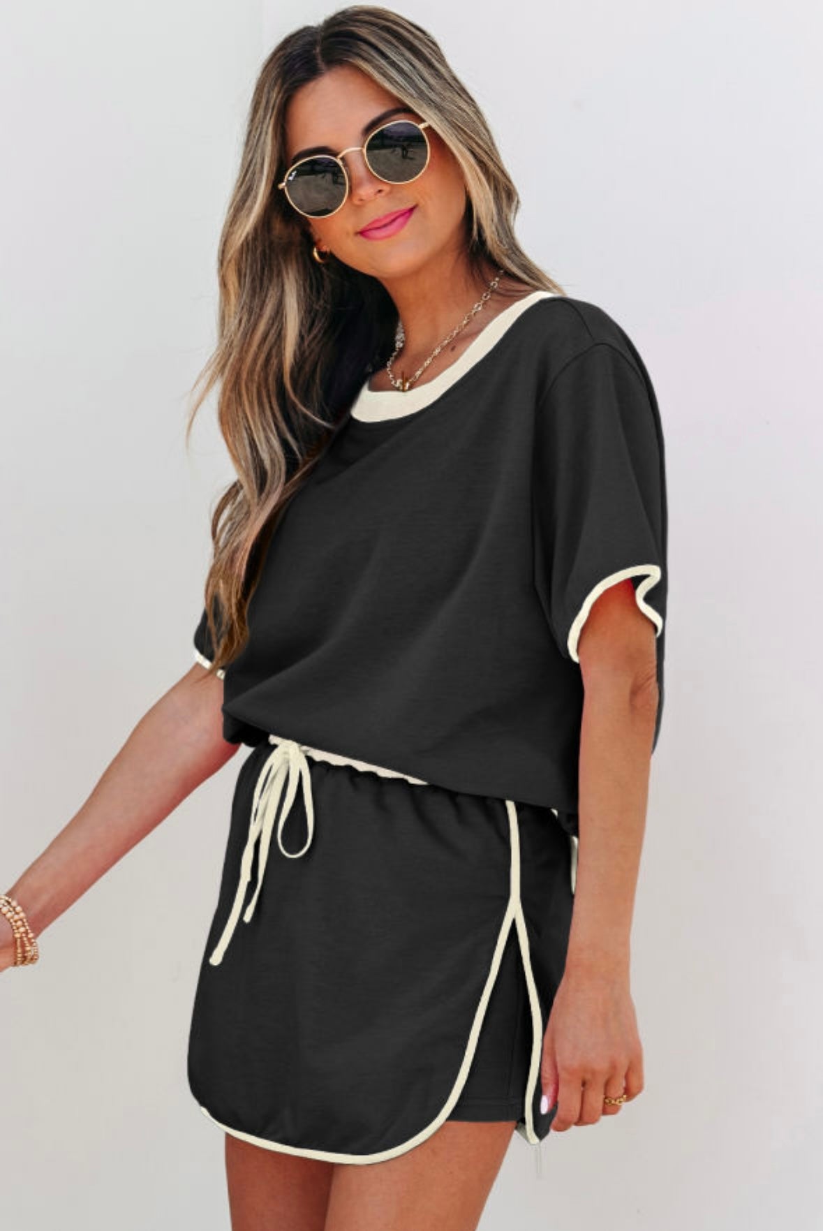 Black and Beige Skirt Set