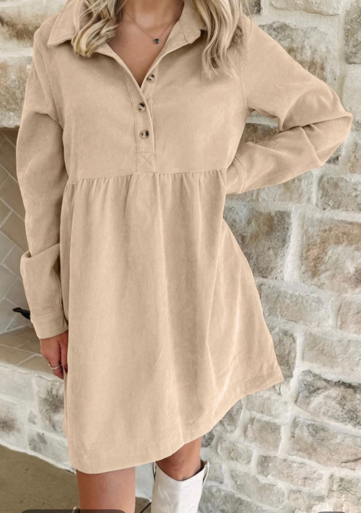 Khaki Long Sleeve Dress