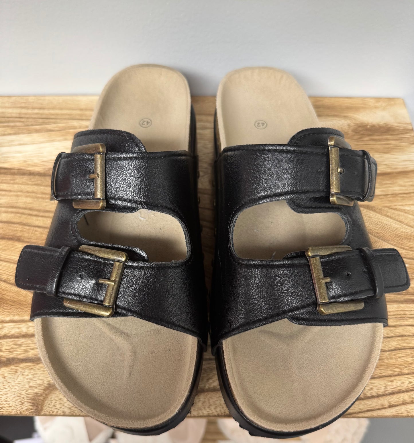 Black Platform Buckle Shoe