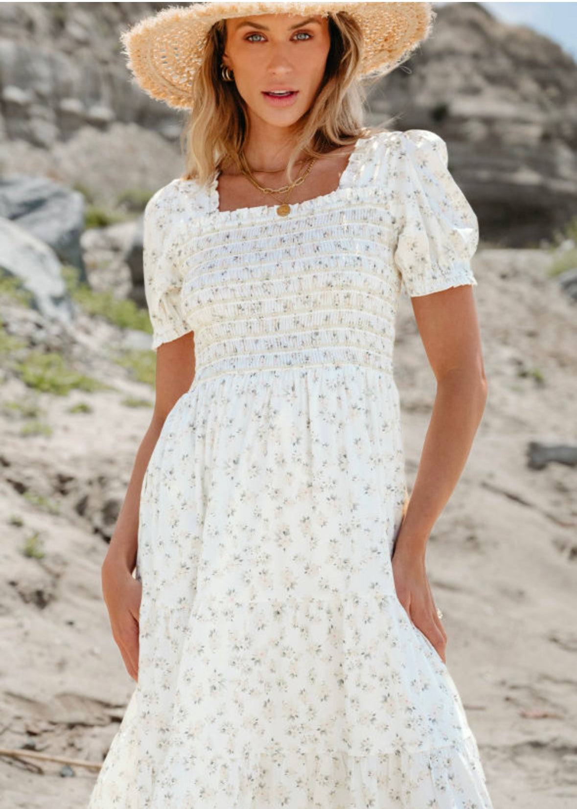 White/yellow Floral Maxi Dress