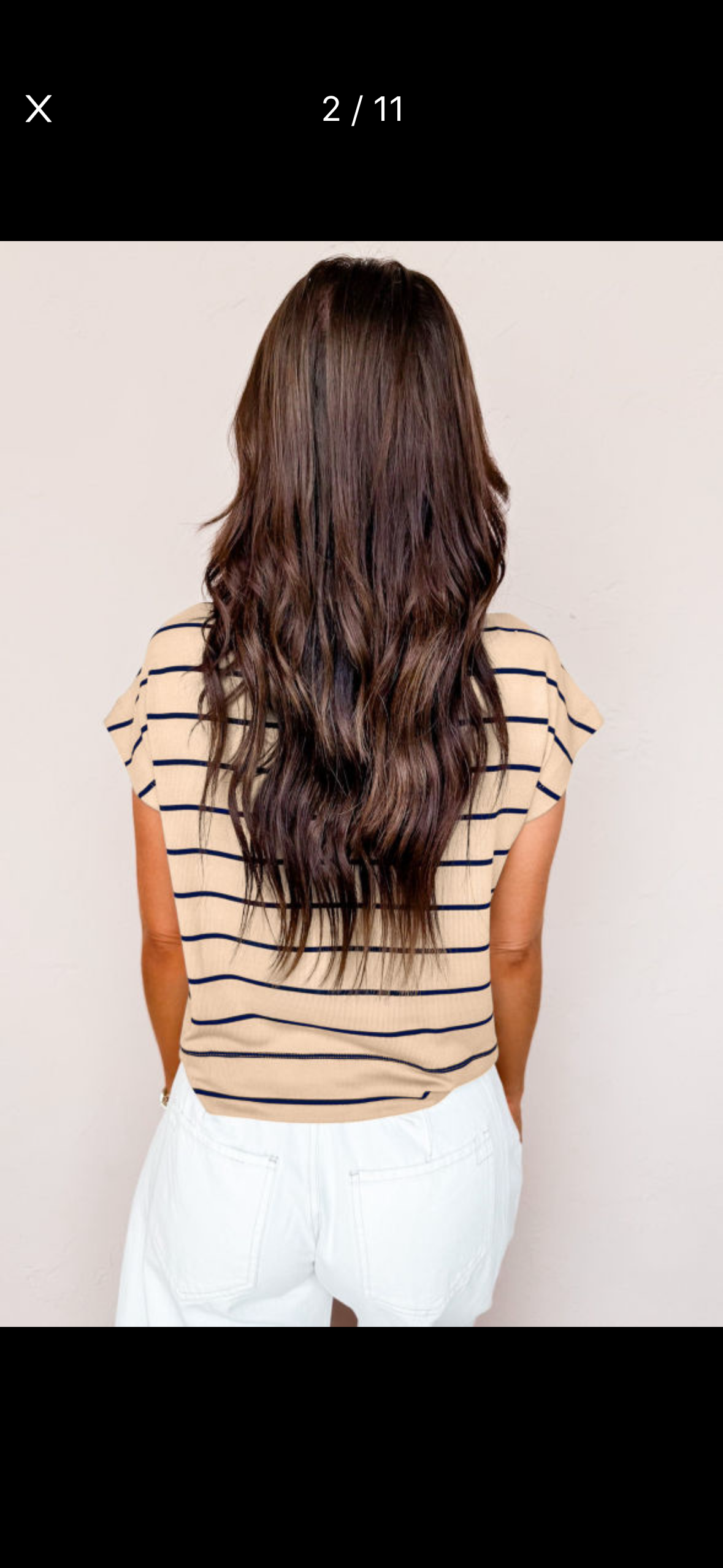 Beige and Navy Stripe Top