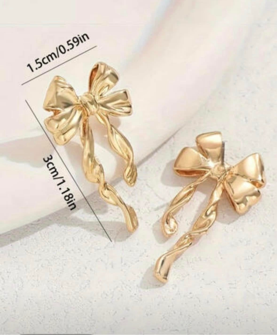 Gold Bow Stud Earrings