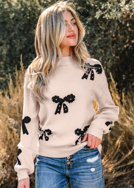 Black Pearl Bow Sweater