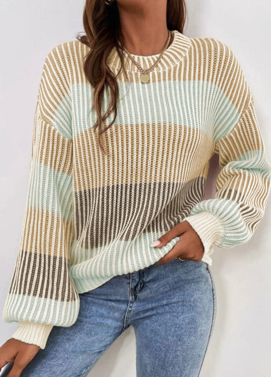 Brown Colorblock Sweater