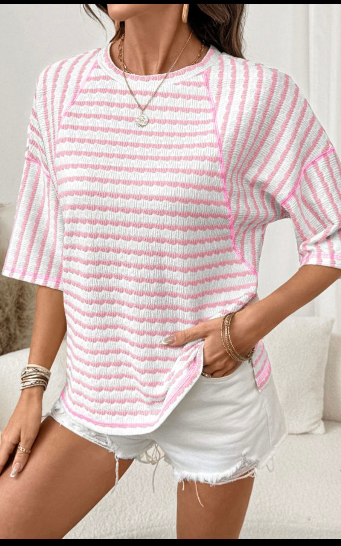 Pink striped Knitted Top