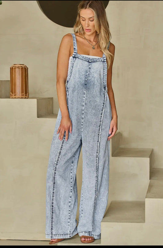 Beau blue denim overalls