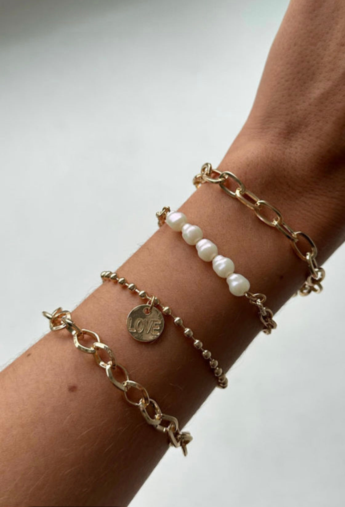 Gold Pearl Plated Chain Bracelet