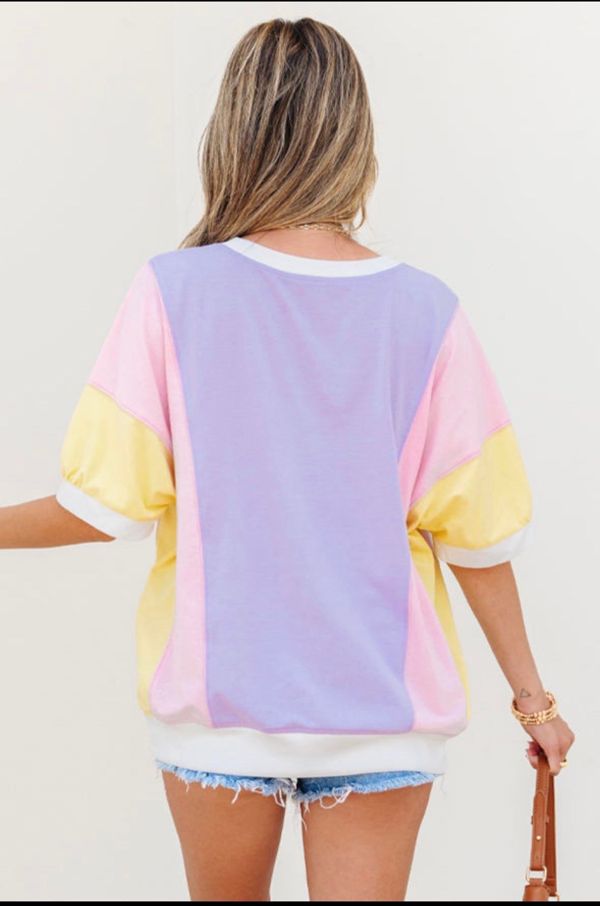 Purple Colorblock half sleeve Top