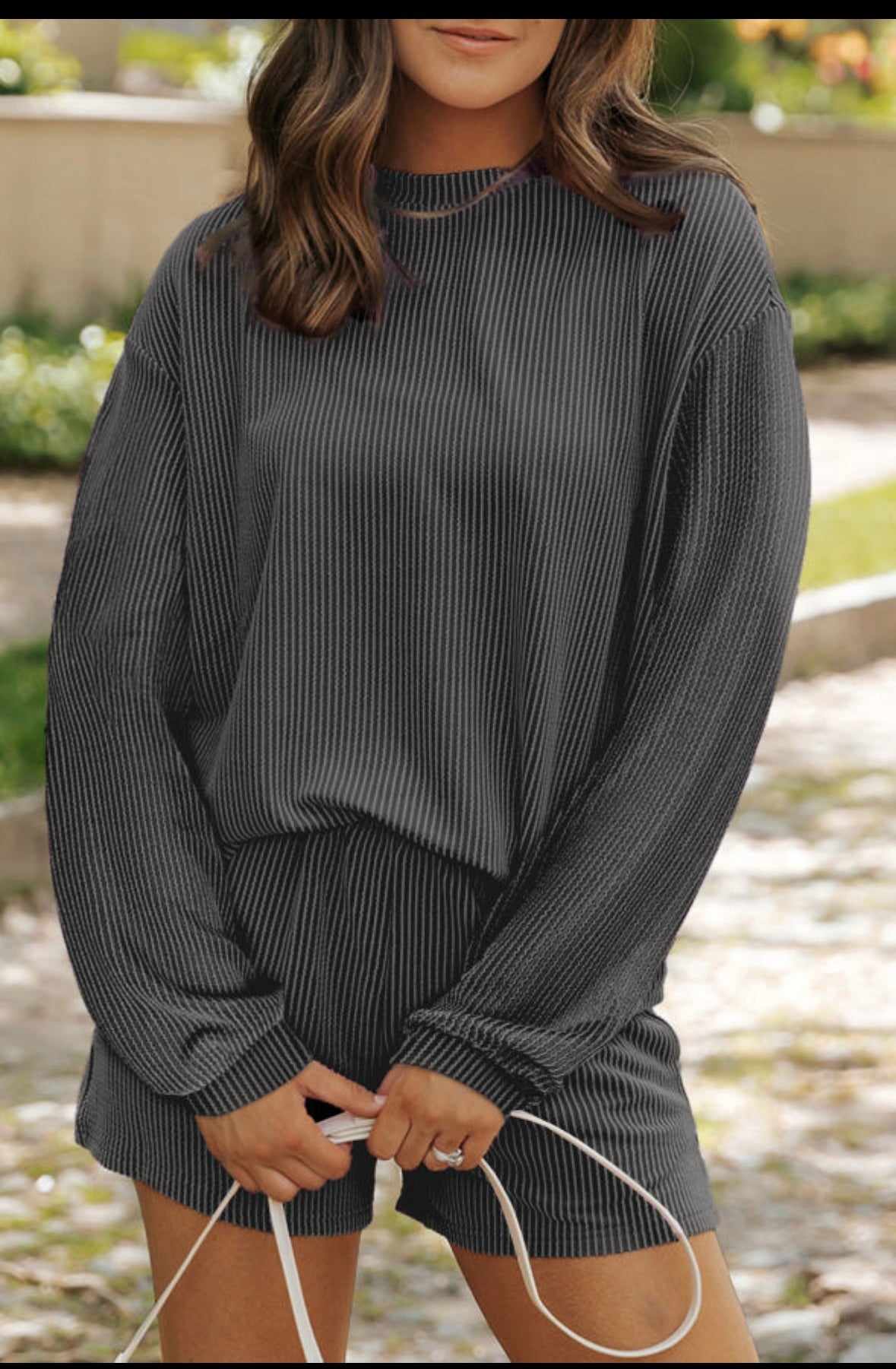 Charcoal Long sleeve Short Set