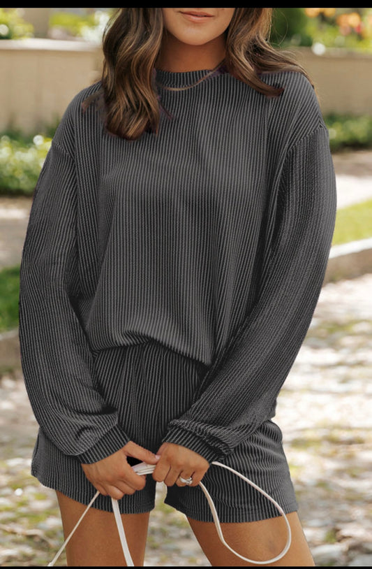 Charcoal Long sleeve Short Set