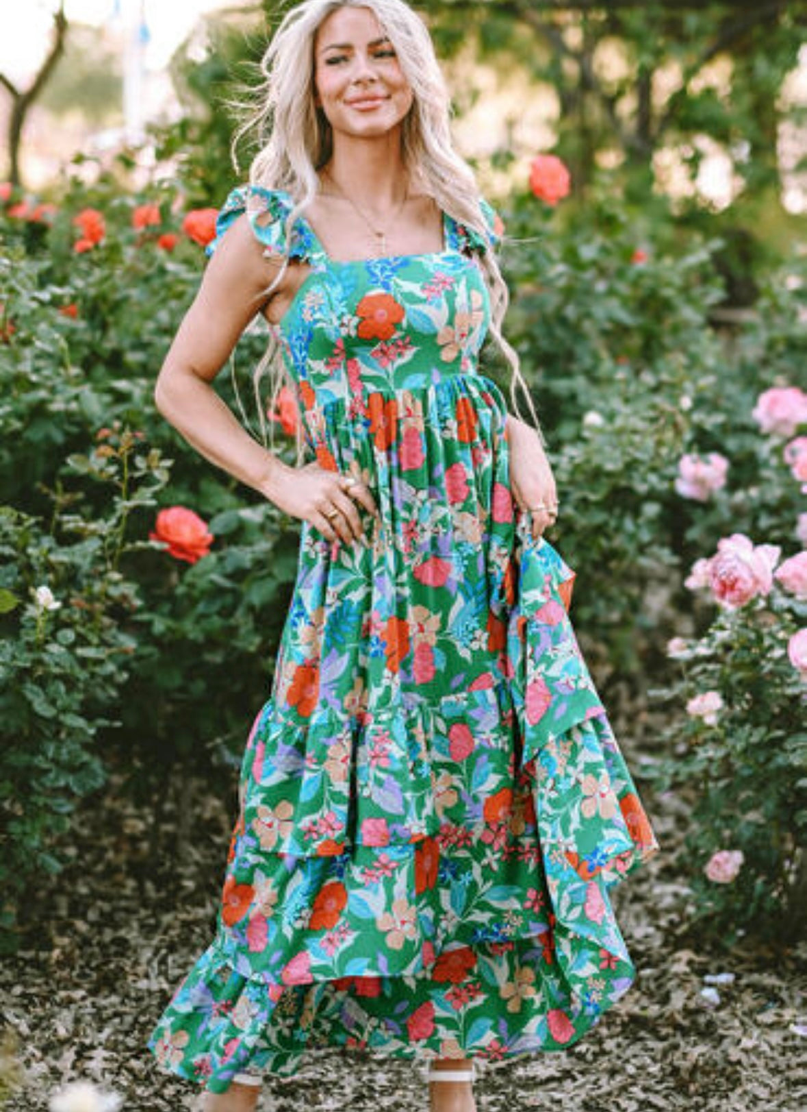 Green Floral Maxi
