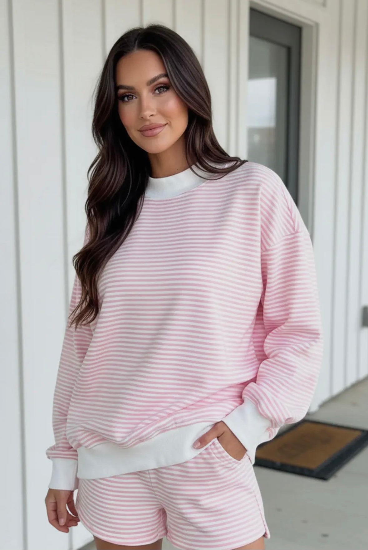 LA Society pink stripe set