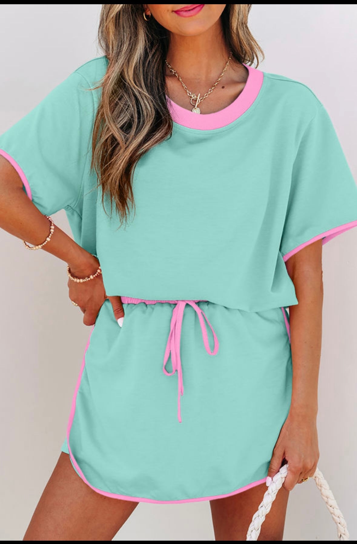 Mint and Pink Skirt Set