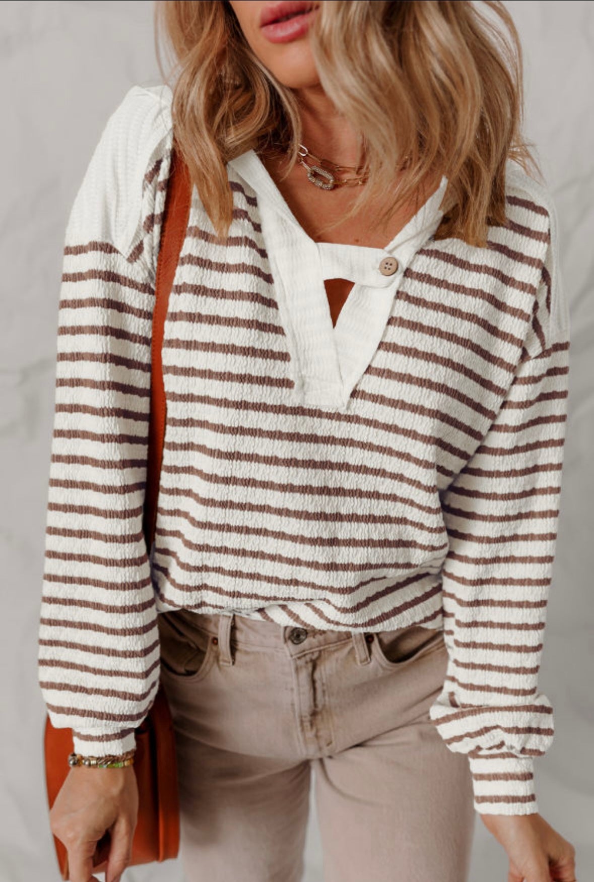 Khaki striped hoodie