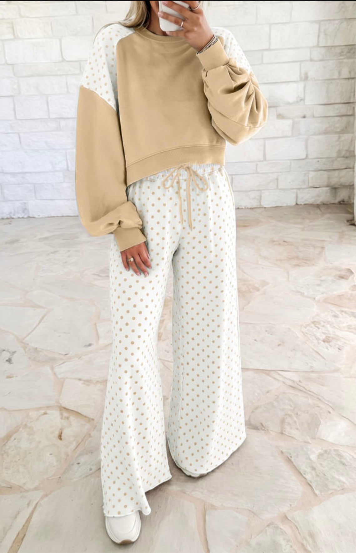 Polka Dot Two Piece Pant Set