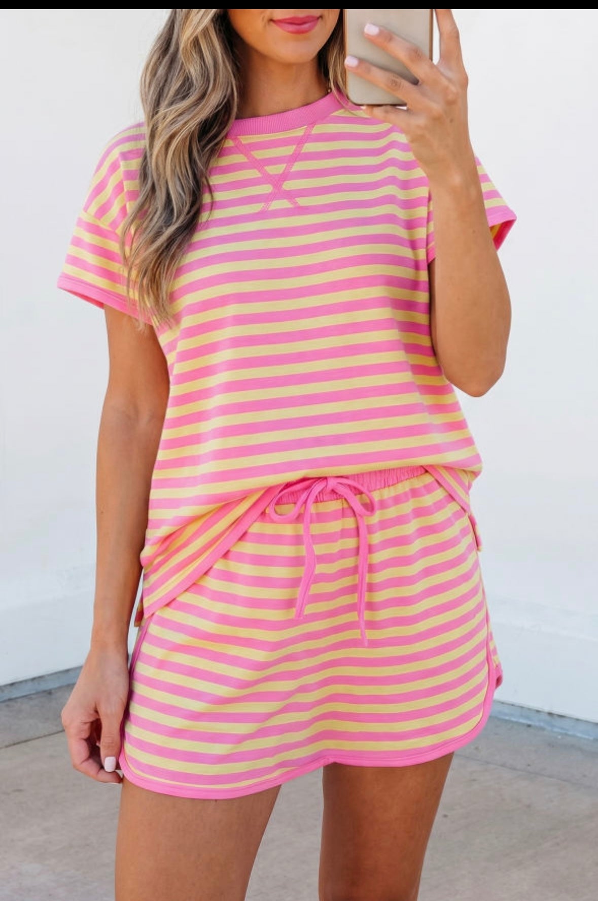Pink and Yellow Skirt Set