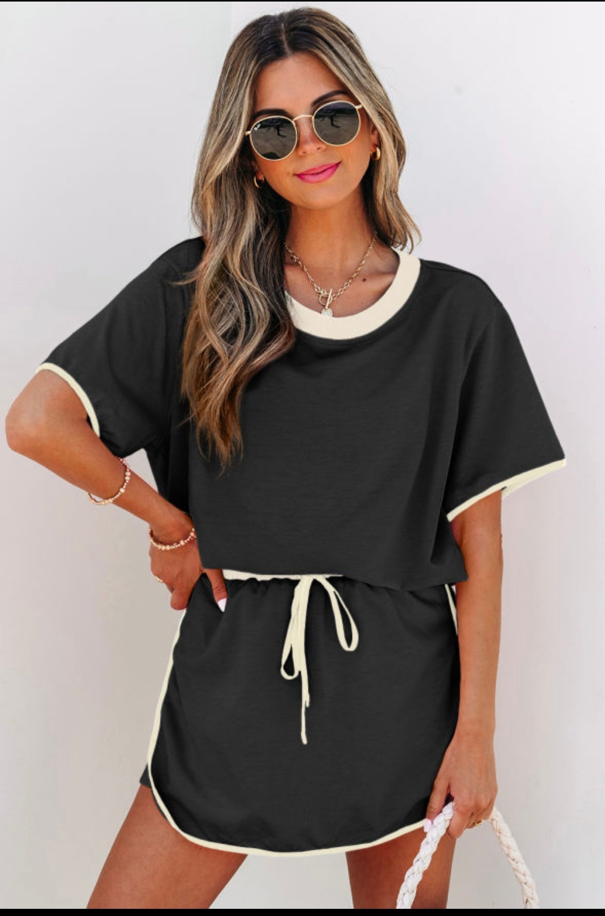 Black and Beige Skirt Set
