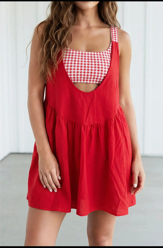 Red Romper Mini Dress