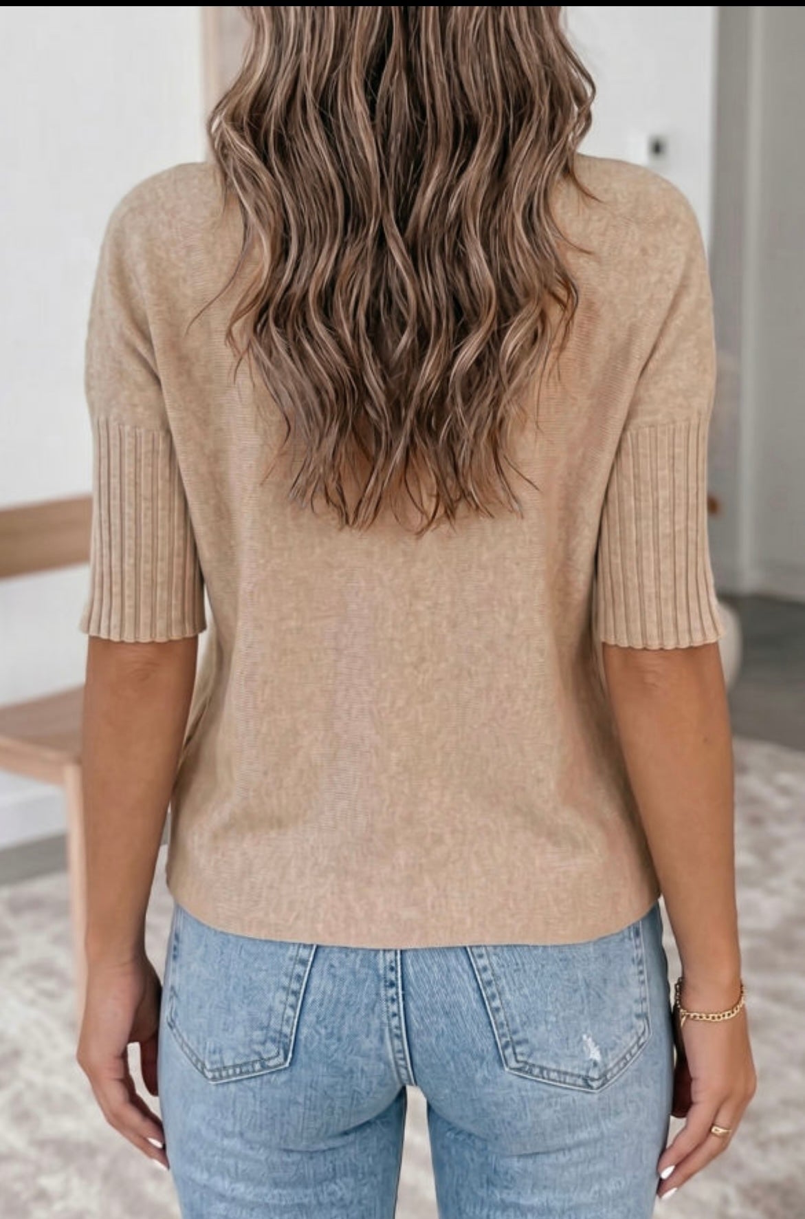 Brown Short Sleeve Sweater