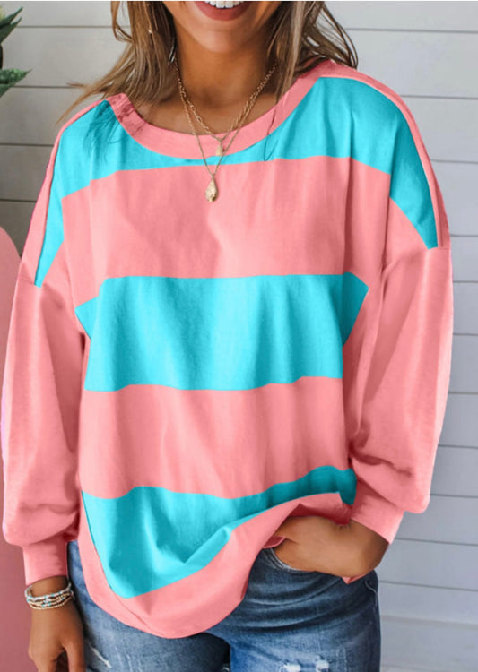 Peach/Blue Striped Top