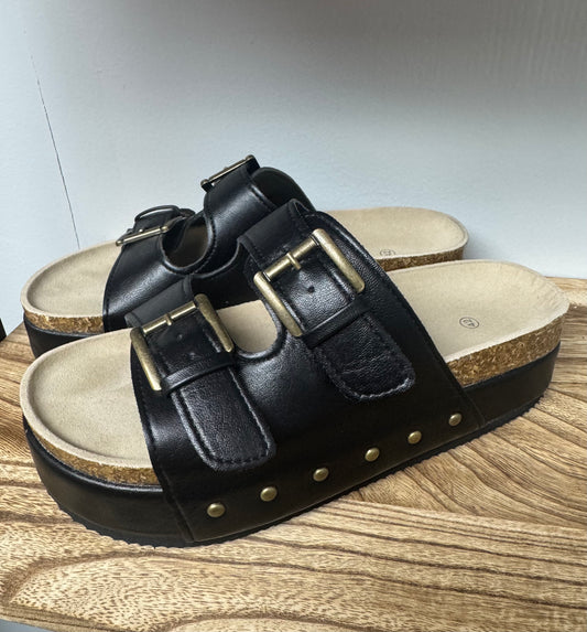 Black Platform Buckle Shoe