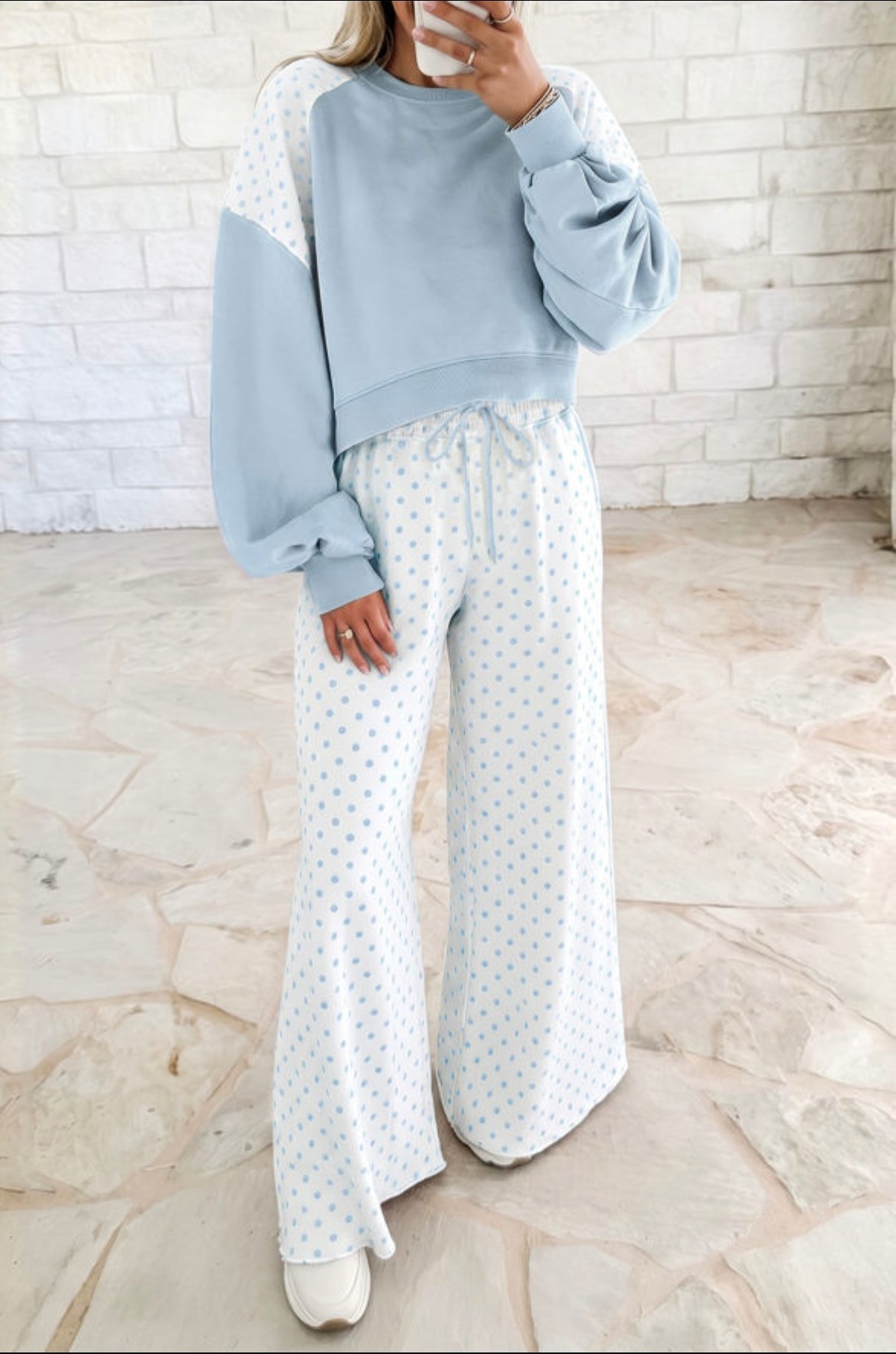 Polka Dot Two Piece Pant Set