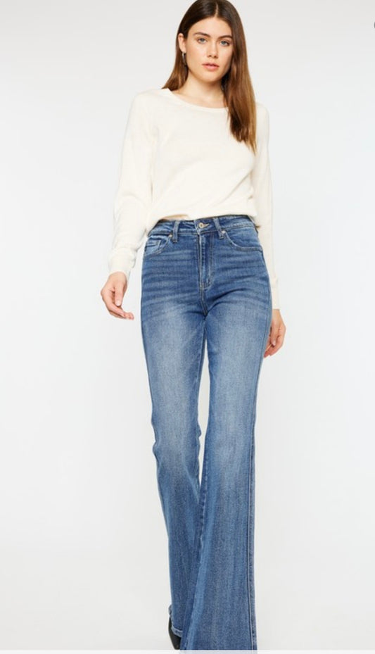 Kan Can High Rise Flare Jean Medium Wash