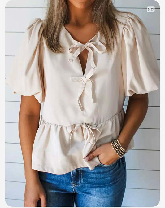 Cream Bow Top