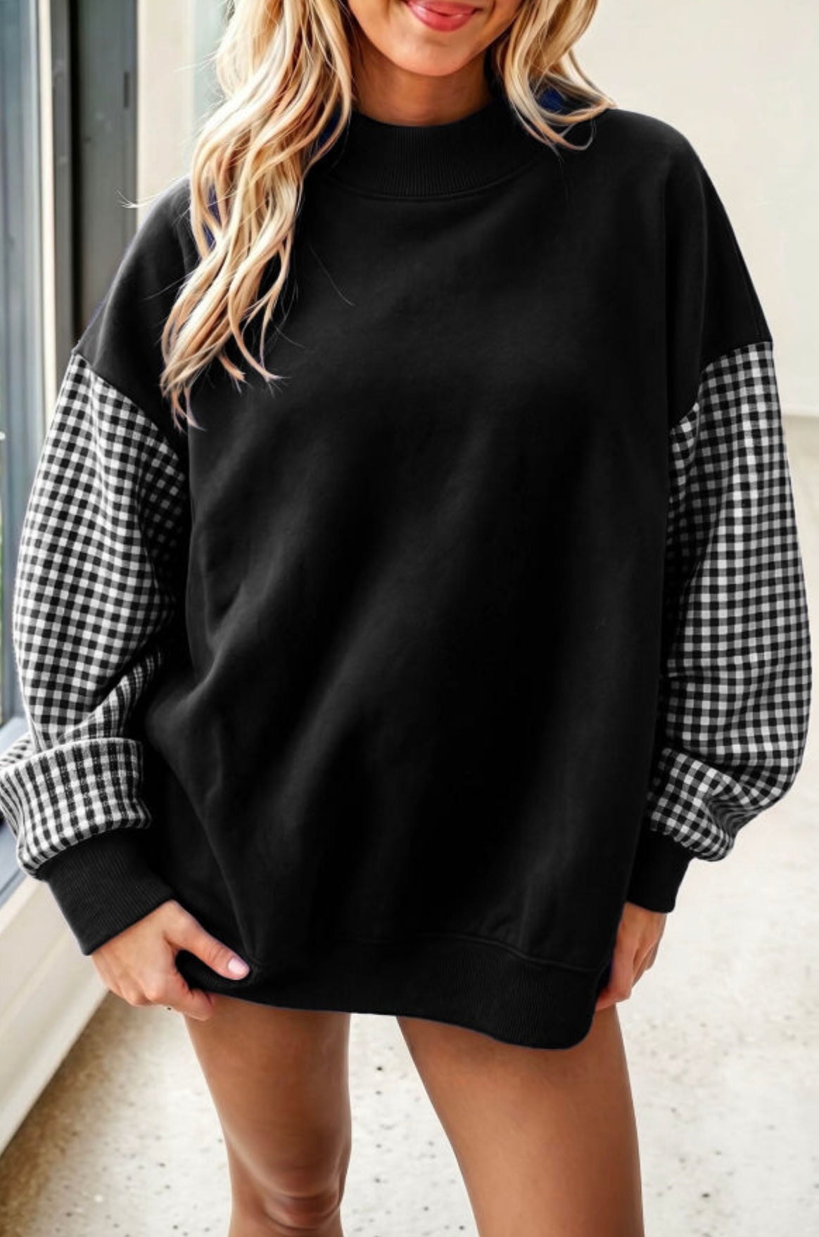 Black/Plaid Sweatshirt