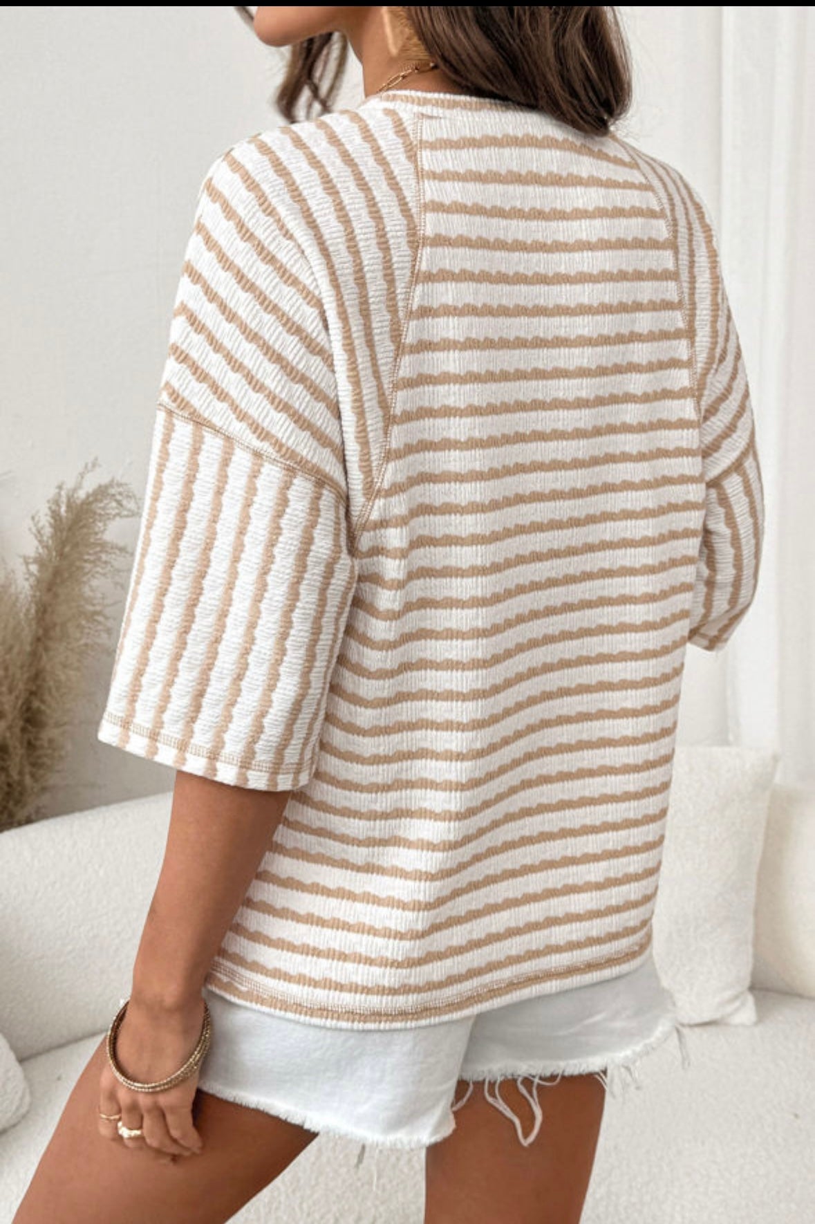 Beige Stripe Knitted Shirt