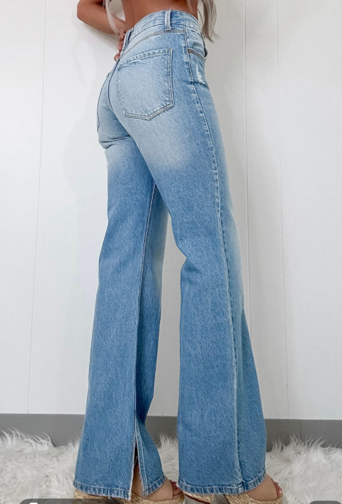 High Rise Slit Straight Leg Jean