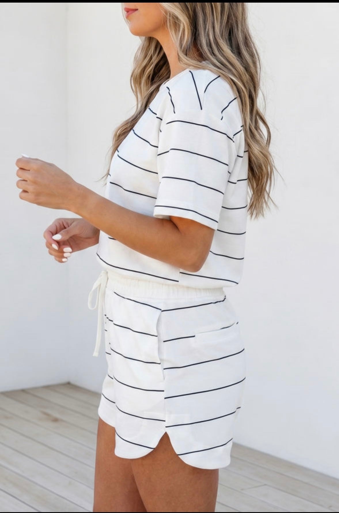 White and Black Striped Set