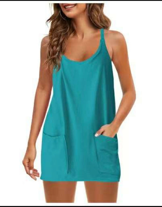 Teal Athletic Romper Dress