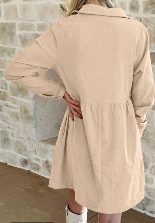 Khaki Long Sleeve Dress