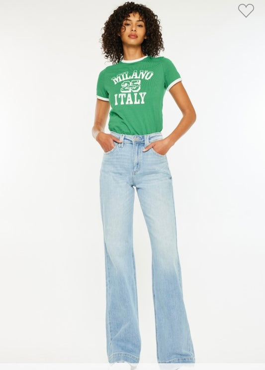 Kan Can High Rise Light Wash Flare Jeans