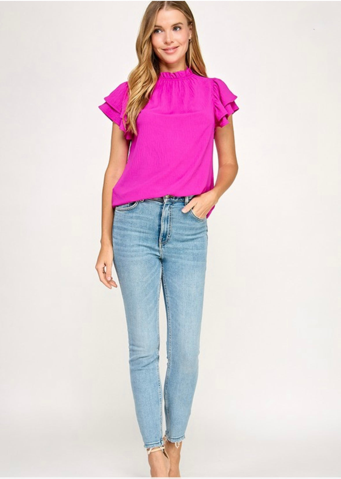 Solid Ruffle Blouse