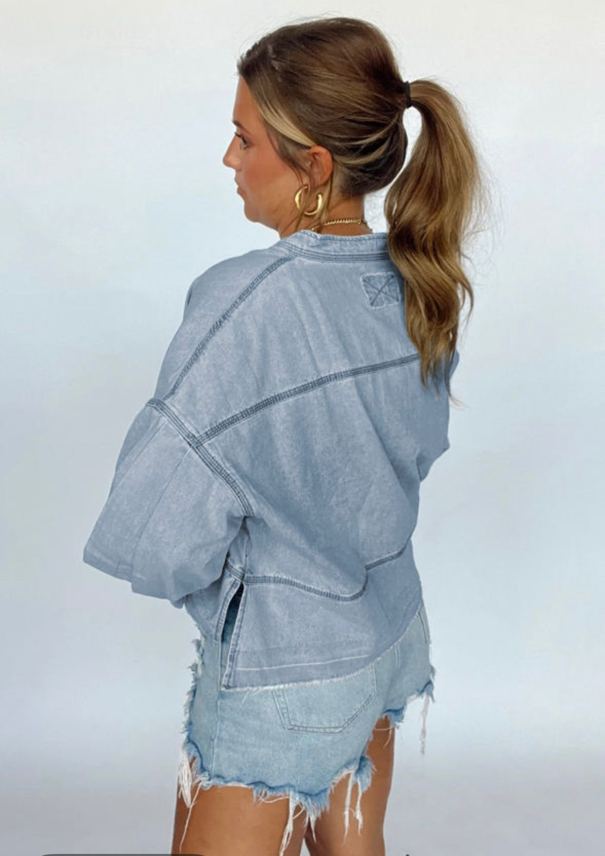 Light Wash V Neck Denim top