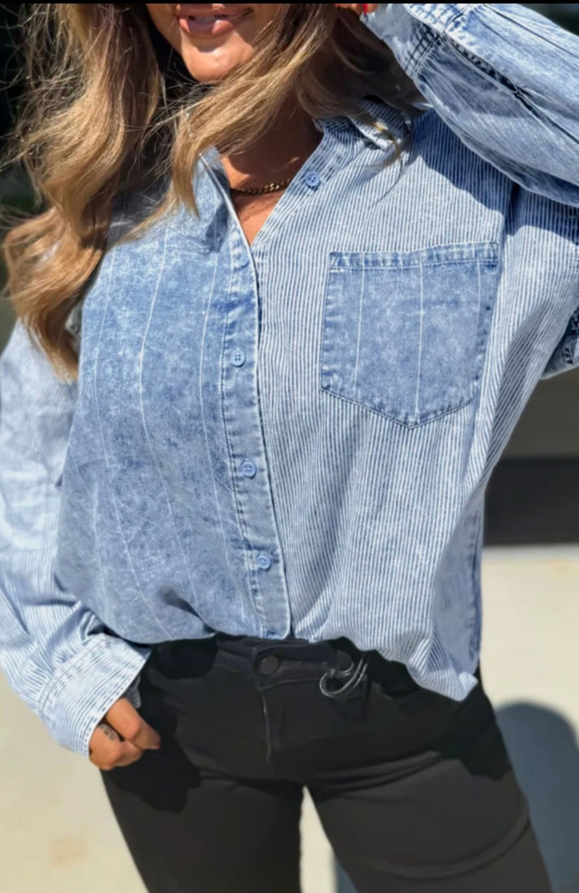 Denim Washed Long Sleeve Shirt