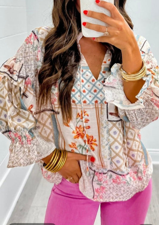 Multicolor Boho Top