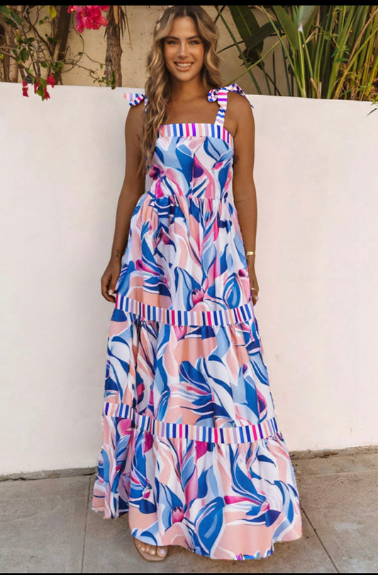 Blue abstract Maxi Dress