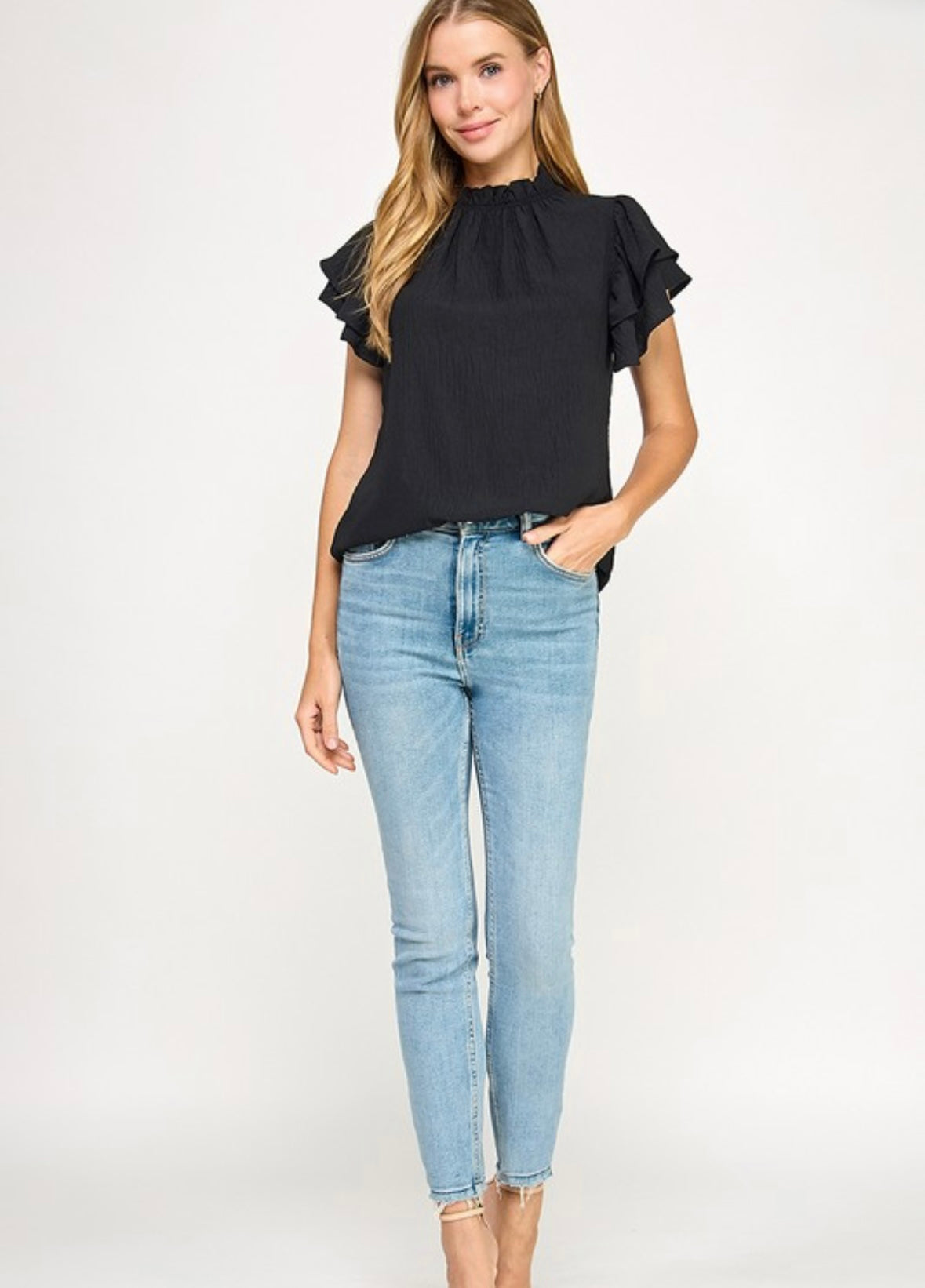 Solid Ruffle Blouse